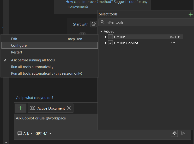 Interface utilisateur de gestion de serveur MCP affichant l’état et l’authentification du serveur