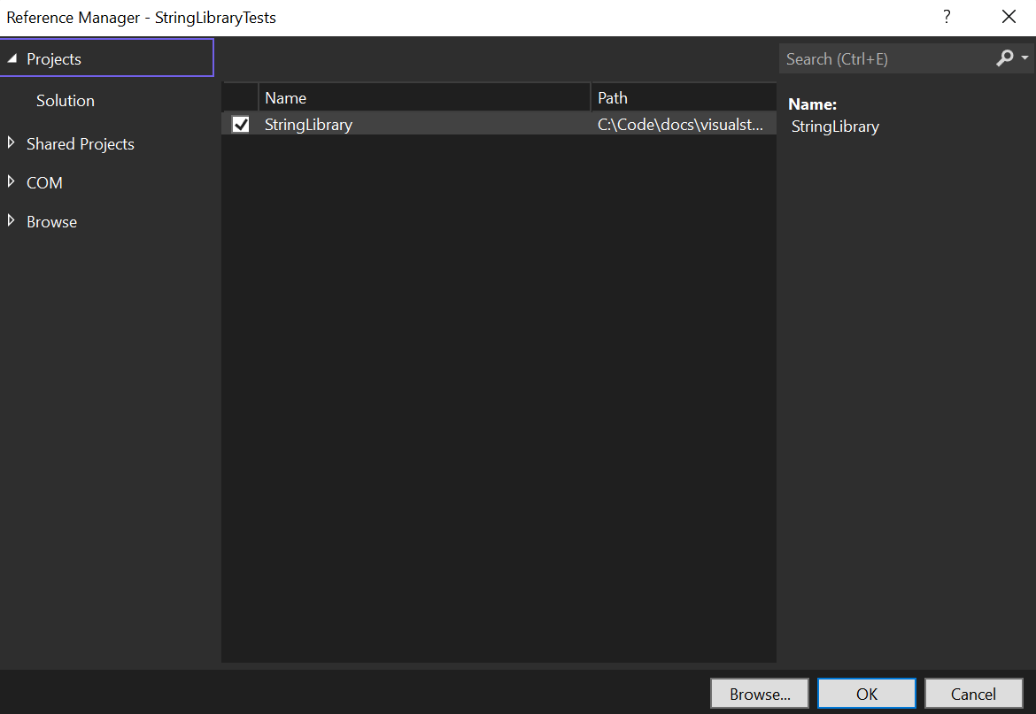 Boîte de dialogue Gestionnaire de références