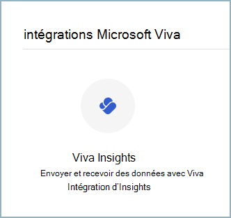 Capture d’écran montrant où accéder à la fonctionnalité d’intégration Viva Insights à partir du tableau de bord administrateur.