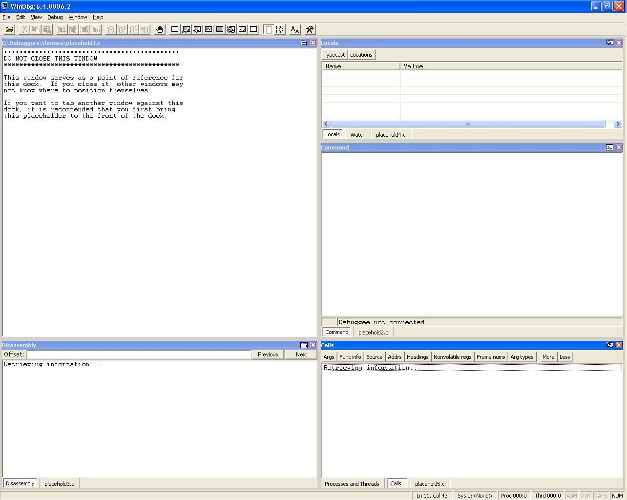 Capture d’écran du thème Srcdisassembly.reg dans Outils de débogage pour Windows.