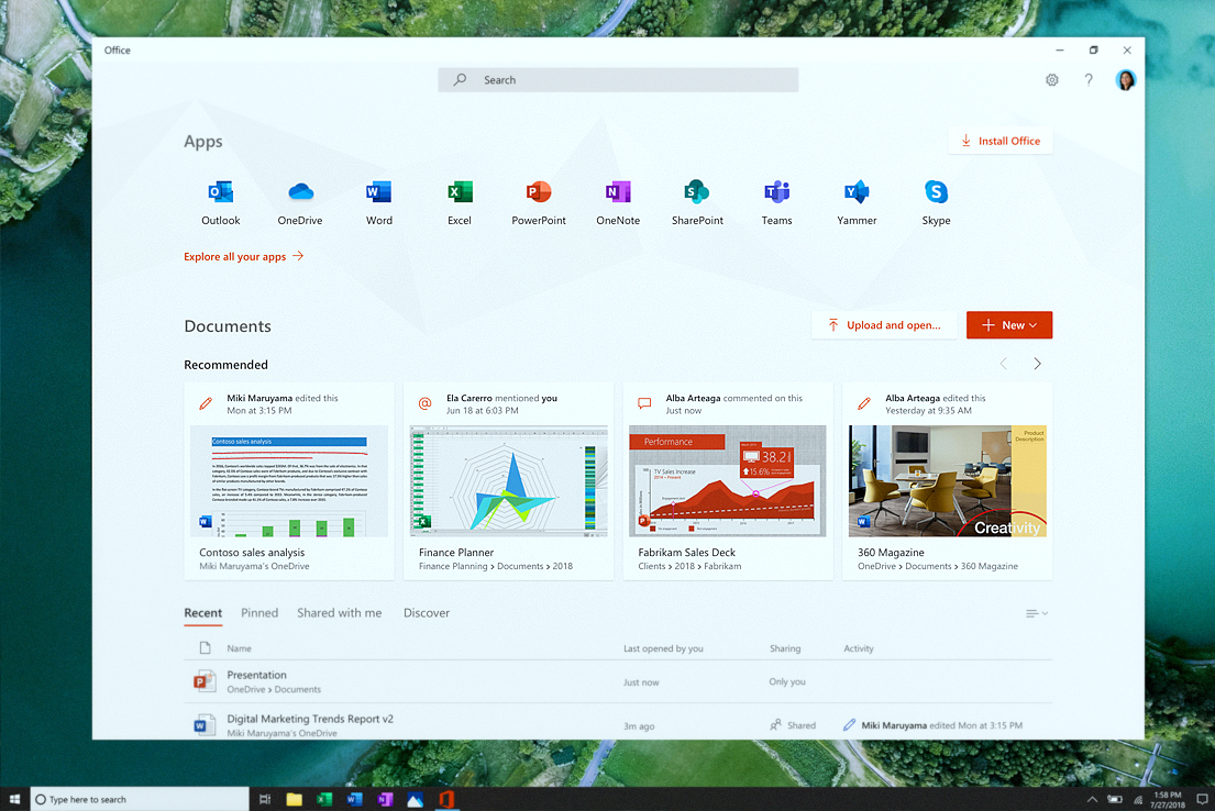 Présentation de l’application Office pour Windows 10.