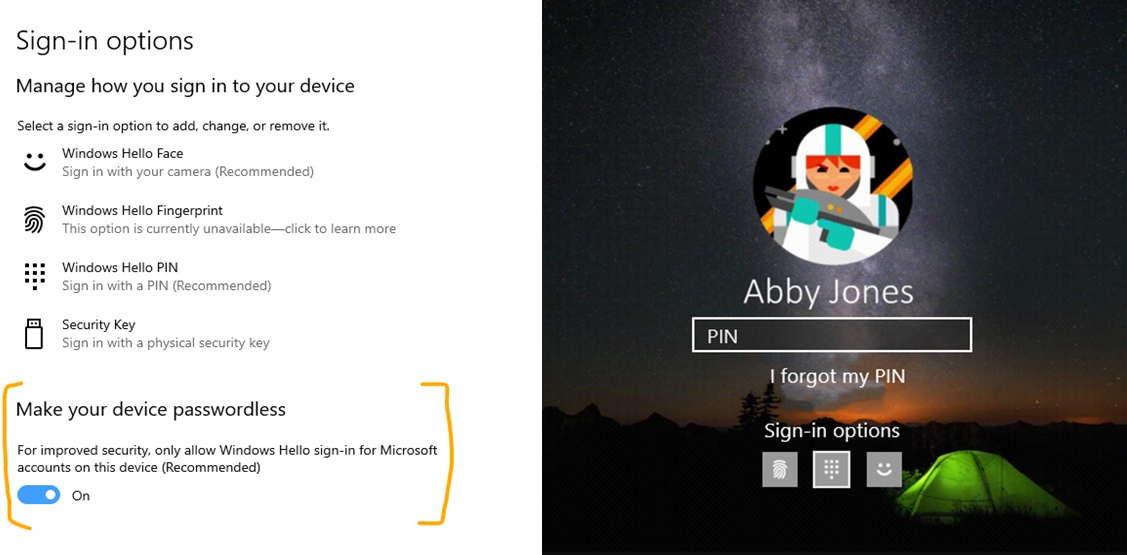 Passez sans mot de passe avec des comptes Microsoft sur votre appareil