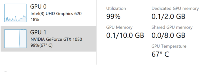 La température du GPU est disponible dans le Gestionnaire des tâches.