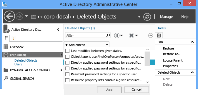 Advanced AD DS Management Using Active Directory Administrative Center  (Level 200) | Microsoft Learn