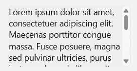 Bloc de texte qui s’étend verticalement au-delà de la fenêtre d’affichage ou de la zone visible du contrôle, avec une barre de défilement verticale affichée.