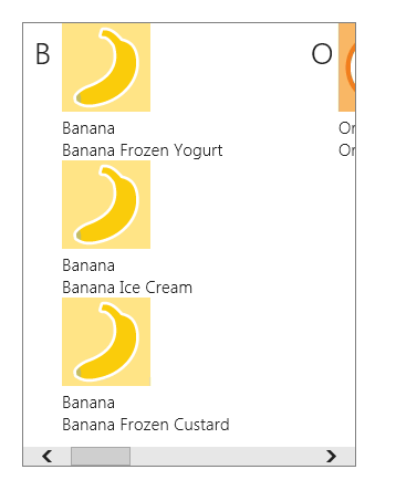 horizontal-panoramique, liste à deux dimensions