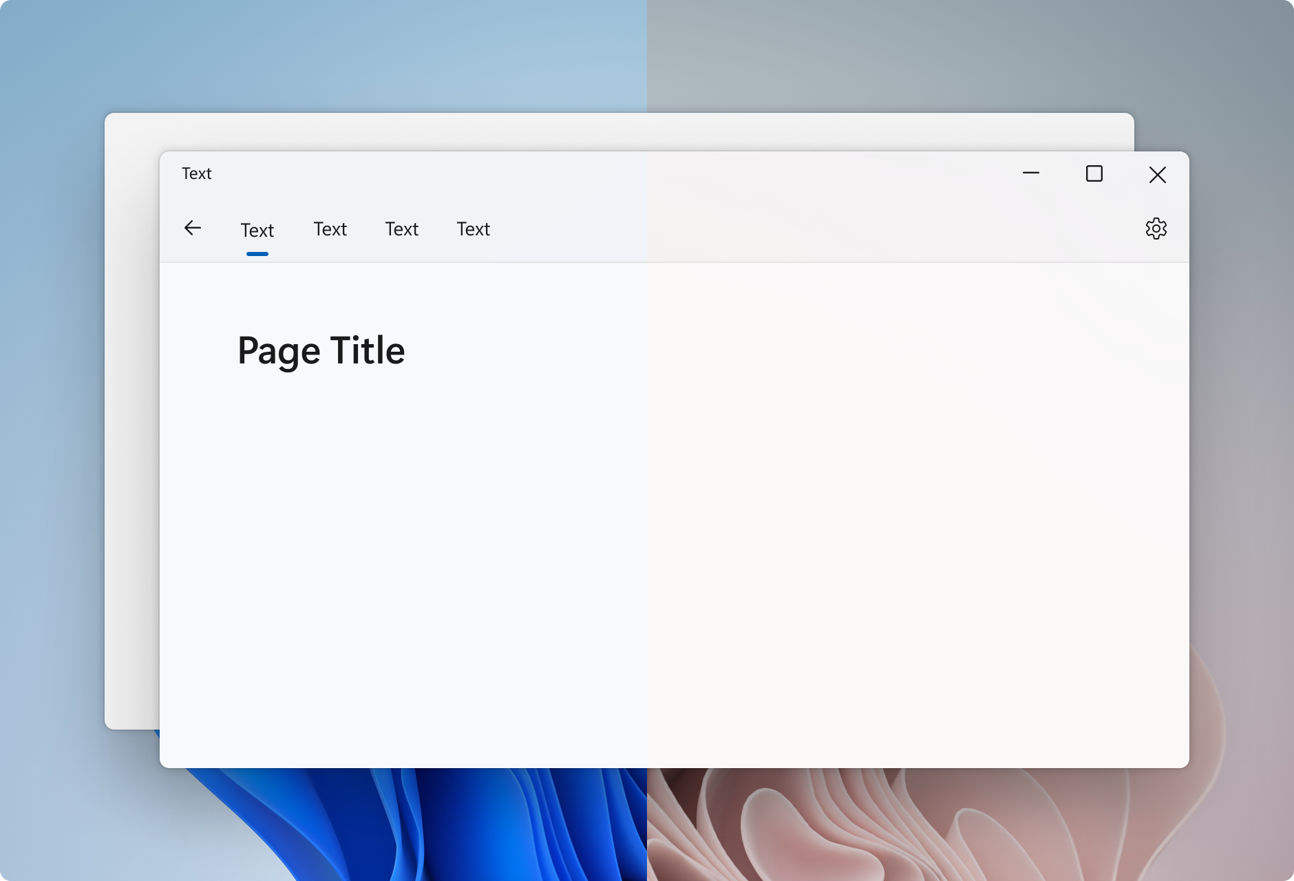 Plusieurs surfaces d’interface utilisateur en Mica montrant comment Mica est subtilement teinté en fonction de la couleur du bureau de l’utilisateur