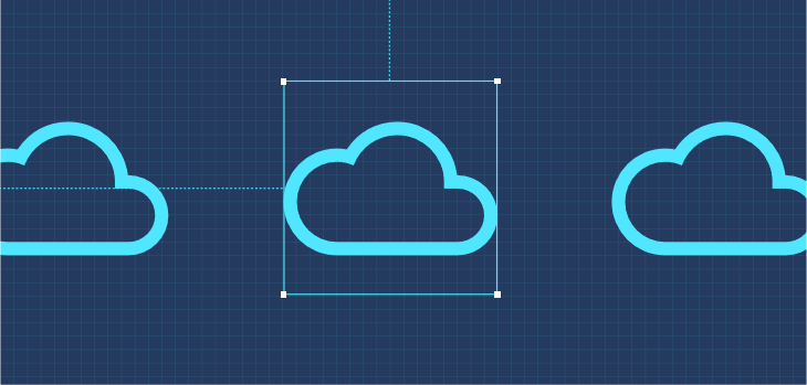 Exemple d’icône cloud sur une grille.