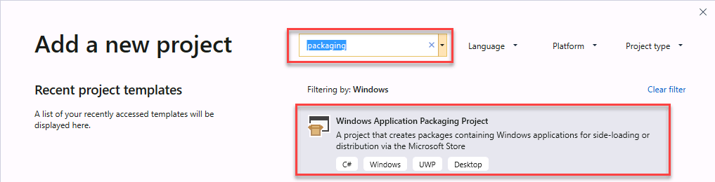 Windows Application Packaging Project