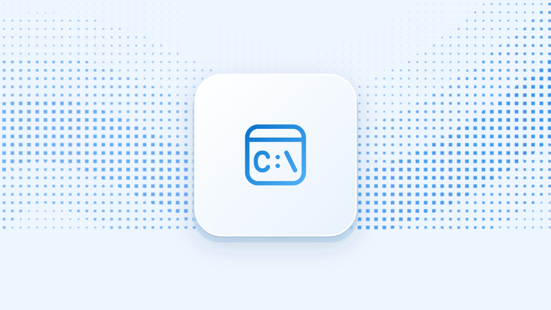 Icône d’invite de commandes sur une vignette levée sur une vague de pixels bleus