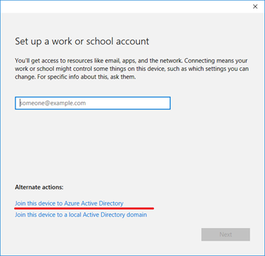 option permettant de joindre un compte professionnel ou scolaire à Microsoft Entra ID