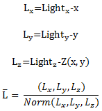équation du vecteur lumineux.