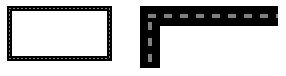 illustration d’un rectangle dessiné avec une ligne noire épaisse qui entoure une ligne fine, grise et pointillée