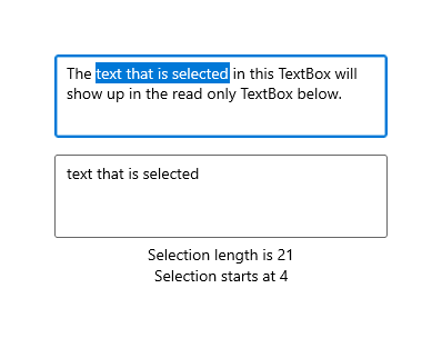 Texte sélectionné dans une zone de texte