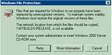 message pam affiché lorsque le fichier est introuvable dans le répertoire du cache ou le chemin d’installation réseau