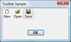 capture d’écran d’une fenêtre avec une barre d’outils à trois boutons ; un bouton est actif
