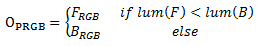 formule mathématique pour un effet de couleur foncé.