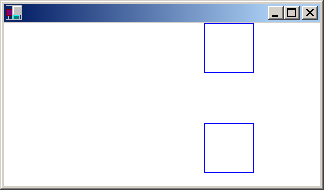 capture d’écran d’une fenêtre avec deux rectangles dessinés avec un stylet bleu, l’un placé au-dessus de l’autre