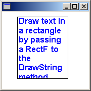 capture d’écran d’une petite fenêtre contenant un recangle, dans laquelle apparaît la première partie d’une phrase