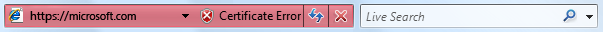 capture d’écran de la barre d’status rouge « erreur de certificat »