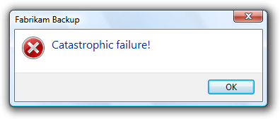 capture d’écran du message : échec catastrophique ! 