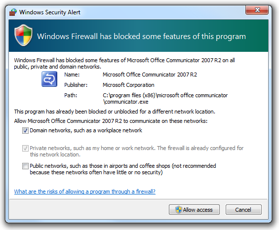 capture d’écran de l’alerte de sécurité Windows 