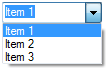 capture d’écran d’une zone de liste modifiable simple avec trois éléments de liste déroulante