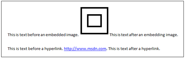 capture d’écran montrant du texte contenant une image incorporée et un lien hypertexte