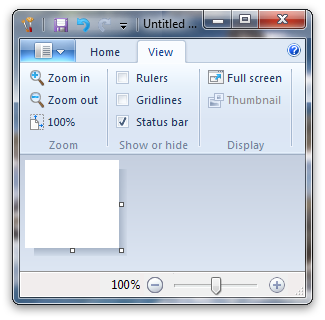 capture d’écran montrant un ruban qui utilise de petites images pour les contrôles de zoom.