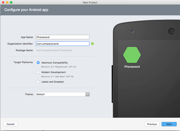 Configurer l’application Android