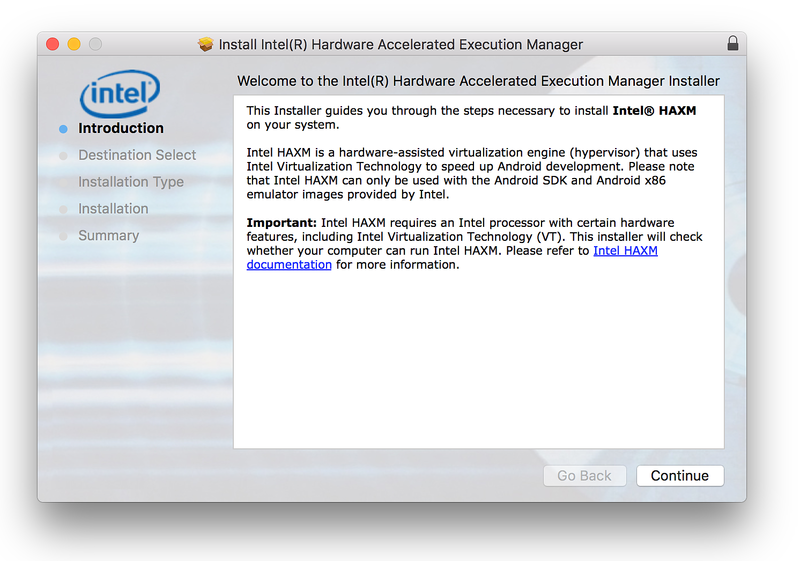 Intel Hardware Accelerated Execution Manager Setup window