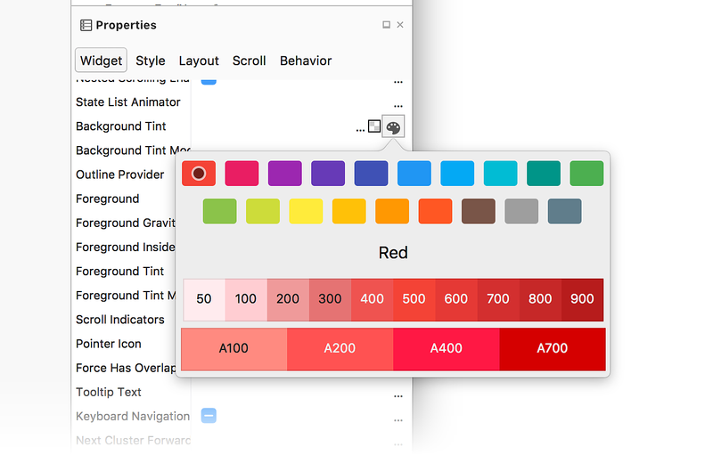 Palette de couleurs Material Design
