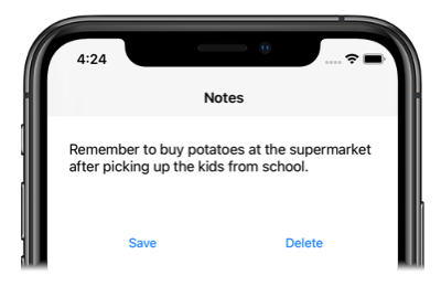 Notes dans le simulateur iOS