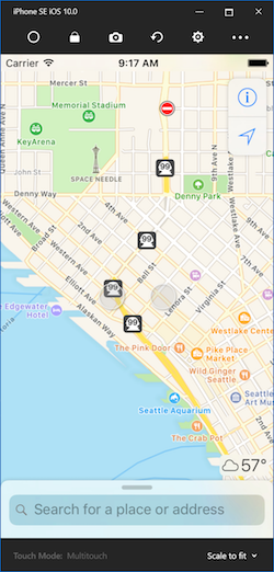 Exemple de cartes de simulateur iOS exemple