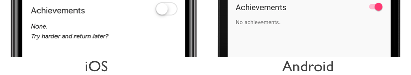 Capture d’écran du choix d’affichage vide au moment de l’exécution, sur iOS et Android
