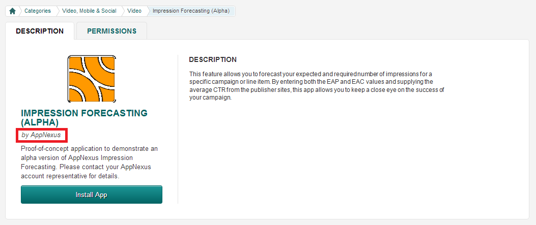 Capture d’écran 2 montrant le nom de l’auteur affiché dans le panneau Description de l’application.