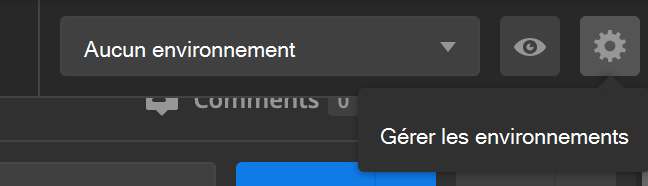 Capture d’écran montrant comment accéder à l’option Gérer les environnements.