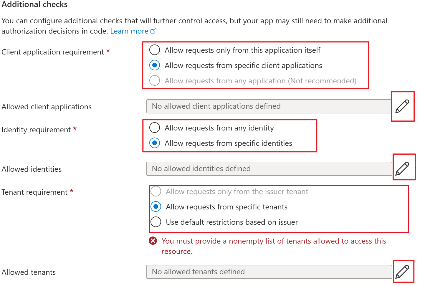 Screenshot of the app registration, showing which boxes to fill out with the application ID and the object ID.