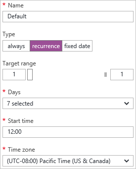 Cloud service scale with a recurrence schedule