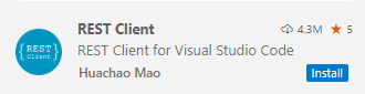 Screenshot that shows the REST client Install button.