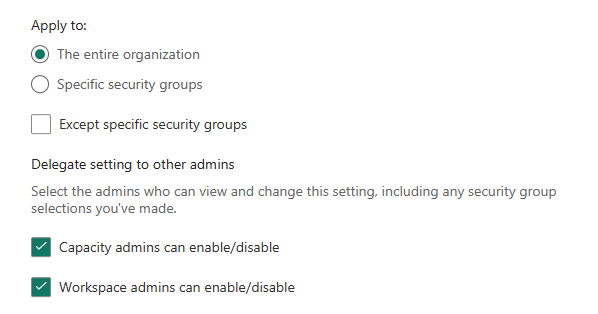 Screenshot of shared settings.