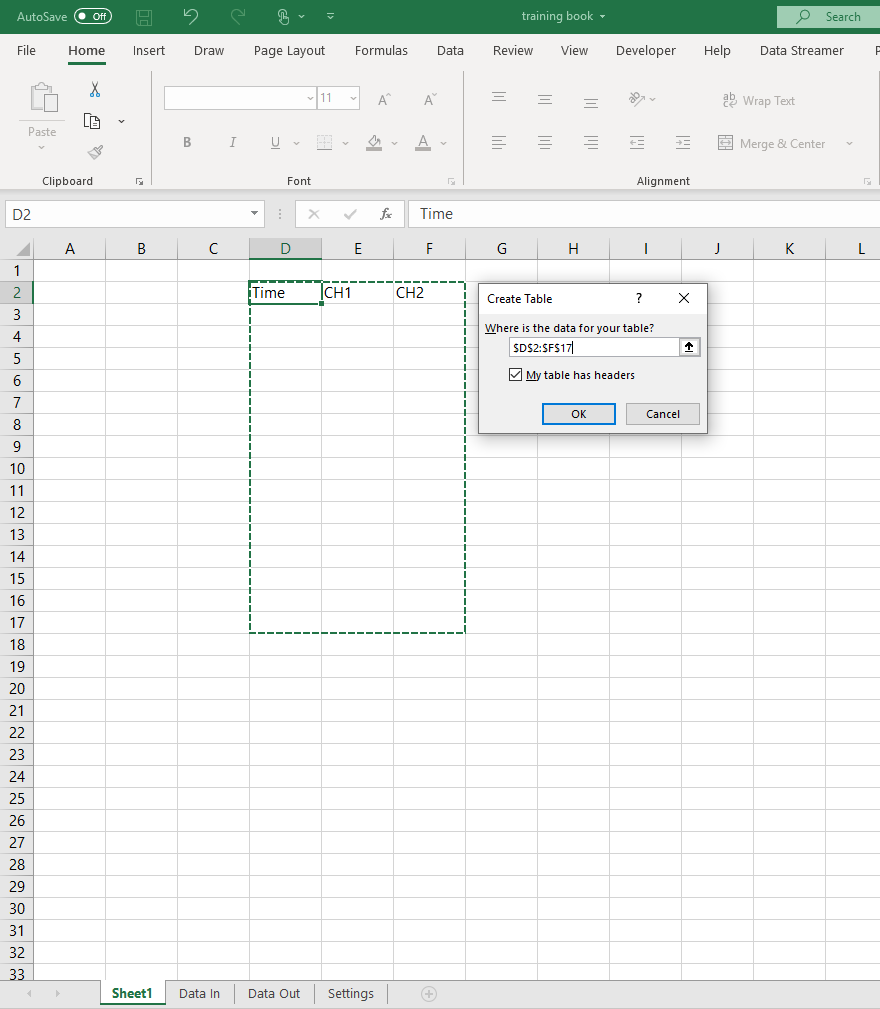 Create table.