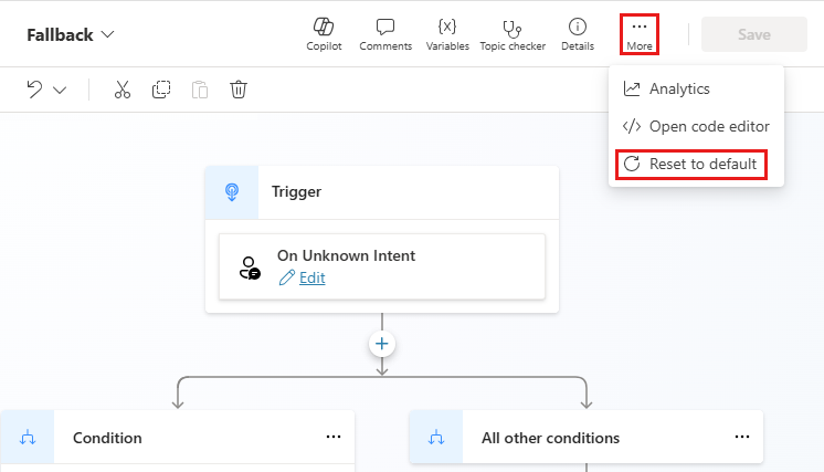 Screenshot that shows where the reset button is located.