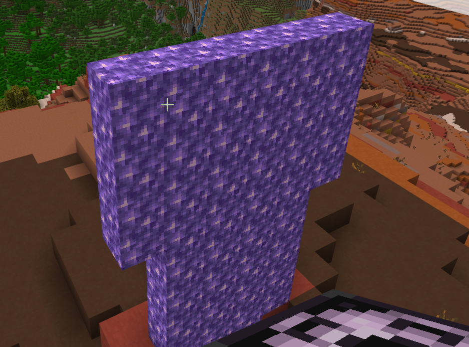 A statue loading in block by block in Adventure mode