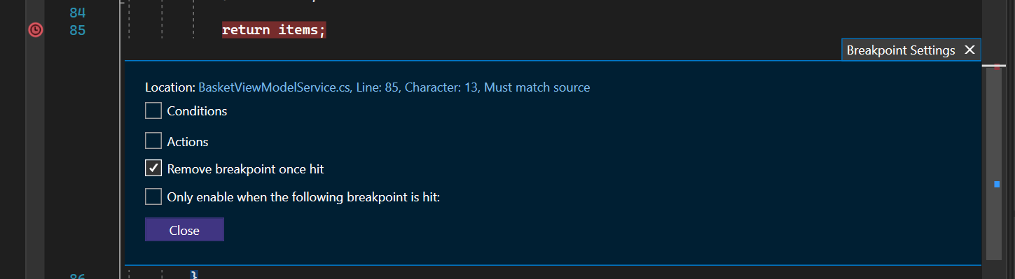 TemporaryBreakpoint Temporary breakpoint