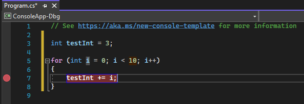 Basic breakpoint Set a breakpoint