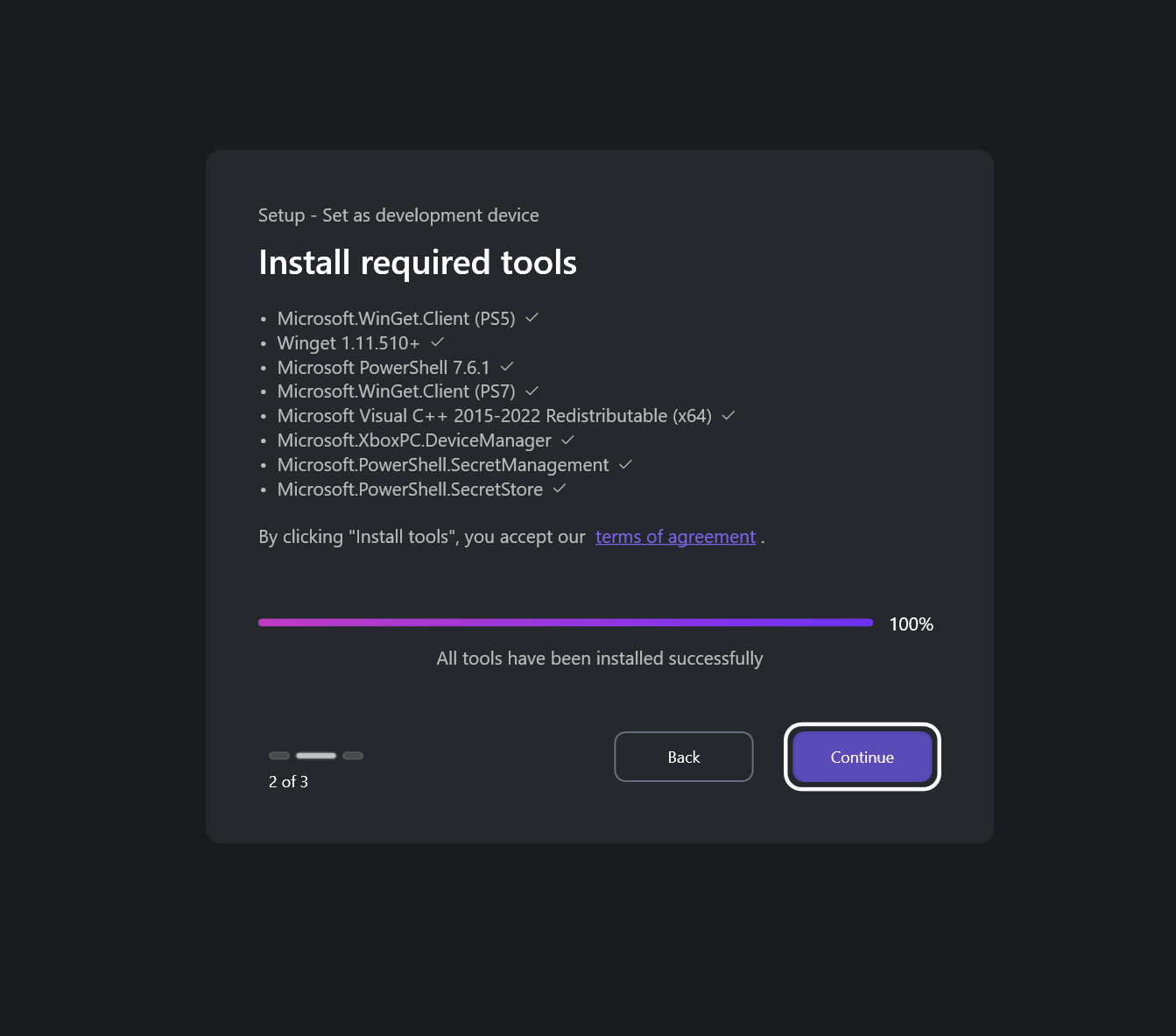 XBOX PC Toolbox required tools installation screen