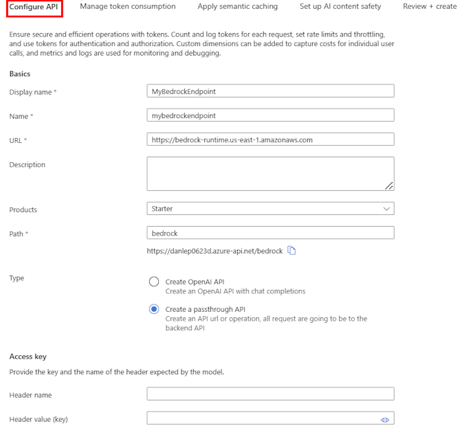 Captura de pantalla de la configuración de la API del modelo de lenguaje en el portal.