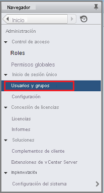Captura de pantalla que muestra cómo seleccionar la opción Usuarios y grupos.