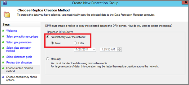 Captura de pantalla que muestra el método de replicación inicial.